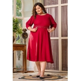 PrettyPlus by Desinoor.com Rayon Solid Midi Womens A-line Dress - Maroon ( Pack of 1 ) - None