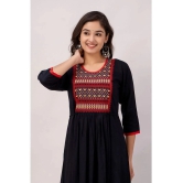 Kapadia - Black Rayon Womens Straight Kurti ( Pack of 1 ) - None