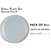 Handcrafted Chip Resistance Porcelain Quarter Plates, Side, Snacks, Pasta Plates 4 Pieces, Microwave and Dishwasher Safe, Small Plate Set for Dining and Gifting, Set of 4, Arctic Blue