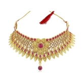 Sukkhi Alloy Pink Traditional Necklaces Set Choker - Pink