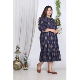 Swasti Cotton Blend Printed Anarkali Womens Kurti - Blue ( Pack of 1 ) - None