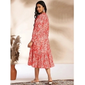 Janasya Cotton Printed Midi Womens Fit & Flare Dress - Pink ( Pack of 1 ) - None