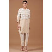 Beige Cotton Linen Textured Tunic-M