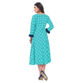 haya fashion - Blue Rayon Women''s Flared Kurti ( Pack of 1 ) - XL