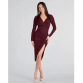 Addyvero Polyester Self Design Midi Womens Bodycon Dress - Maroon ( Pack of 1 ) - None