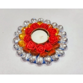 Red Flower Floating Diya  for Festive Decor