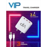 VIP USB CHARGER 3 PORT WITH MICRO USB CHARGING CABLE 3.4A TC-65