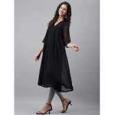 Janasya Chiffon Self Design Flared Womens Kurti - Black ( Pack of 1 ) - None