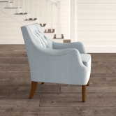 Wooden Twist Vinger Tufted Wingback Chair-Beige