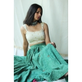 Beige And Green Floral Lehenga