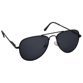 Stylish Pilot Full-Frame Metal Polarized Sunglasses for Men and Women | Black Lens and Black Frame | HRS-KC1013-BK-BK-P