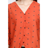 Women Top, 3/4 Sleeve, Polyester, Orange-M / Orange