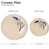 Reactive Handcrafted Premium Ceramic Dinner Set | 6 Dinner Plates, 6 Quarter Plates, and 6 Small Dinner Bowl | Stoneware | Microwave and Dishwasher Safe | Pack of 18 | Feather White