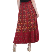 Biking-Red Wrap-Around Printed Long Skirt from Pilkhuwa