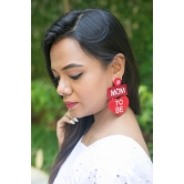 Mom To Be Red Beaded Earrings