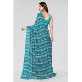 Kashvi Sarees Georgette Printed Saree Without Blouse Piece - Blue ( Pack of 1 ) - Blue