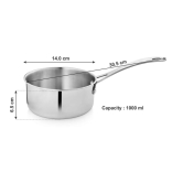 Vinayak International Stainless Steel Sauce Pan, Sauce Pot, Milk Pan 1 Pc Dia - 15 cm Capacity - 1000ml