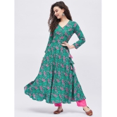 Tissu - Green Rayon Women''s Angrakha Kurti ( Pack of 1 ) - None