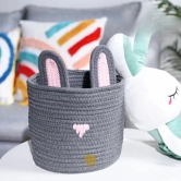 Cute Rabbit Rope Storage Basket-Black