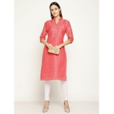 Queenley - Pink Silk Women's Straight Kurti ( Pack of 1 ) - None