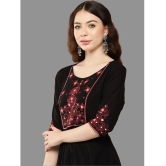 Janasya Rayon Embroidered A-line Womens Kurti - Black ( Pack of 1 ) - None