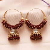 Bollywood style ethnic Maroon Color Oxidized Hoop Jhumka Earrings for Women Alloy Jhumki Earring, Drops & Danglers, Chandbali Earring, Earring Set