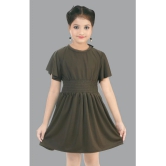 Coxxup Olive Crepe Girls Fit And Flare Dress ( Pack of 1 ) - None