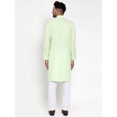 Jompers Men Lime Green & White Solid Kurta Only-XXL / Green