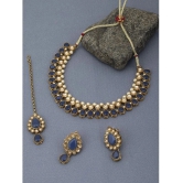 Sukkhi Alloy Blue Traditional Necklaces Set Choker - Blue