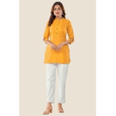 Glomee - Yellow Cotton Blend Women's Tunic ( Pack of 1 ) - None