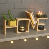 Barish Home DECORS - Home Table Shelf | Wooden Table Shelved in The Letters “Home” | Home Decor Piece | Handcrafted with Rubberwood | 28 x 8 x 3.5 (H x B x D)