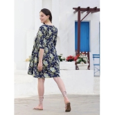 Stylum Cotton Printed Above Knee Womens Fit & Flare Dress - Teal ( Pack of 1 ) - None