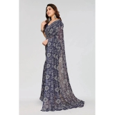 ANAND SAREES Georgette Printed Saree With Blouse Piece - Navy Blue ( Pack of 1 ) - Navy Blue