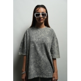 GRAPHITE washed oversized T-shirt-XXS