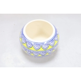 Khurja Pottery Indoor Pot Apple shape Yellow Colour Big Size 5 Inchs