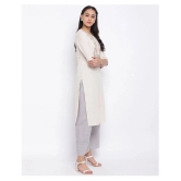 Vbuyz - Off White Cotton Womens Straight Kurti ( Pack of 1 ) - XXL