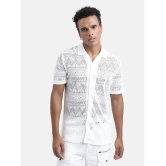 Bene Kleed Cotton Blend Regular Fit Self Design Half Sleeves Mens Casual Shirt - White ( Pack of 1 ) - None