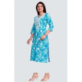 Meher Impex Cotton Embroidered Straight Womens Kurti - Blue ( Pack of 1 ) - None