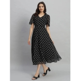 Curvydrobe Georgette Printed Midi Womens Fit & Flare Dress - Black ( Pack of 1 ) - None