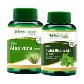 Herbal Canada Aloe vera(100Tab) + Tulsi(100Tab) Tablet 200 no.s Pack Of 2