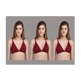 Zourt - Maroon Cotton Non Padded Women's Everyday Bra ( Pack of 3 ) - None