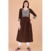 Glomee - Brown Rayon Women's Nayra Kurti ( Pack of 1 ) - None