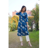 Vbuyz Cotton Printed Angrakha Womens Kurti - Blue ( Pack of 1 ) - None