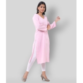 DESHBANDHU DBK - Pink Cotton Womens Straight Kurti - None