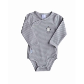 Grey Striped Long Sleeves Baby Body/Onesie (100% Cotton Interlock Biowash)