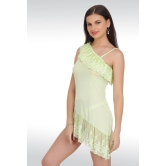 S-118 Green Satin Baby-doll Nightwear Lingerie dress with Panty( Free Size)-Free Size / Green / Satin