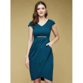 Life with Pockets Polyester Solid Above Knee Womens Wrap Dress - Teal ( Pack of 1 ) - None