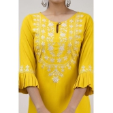 MAUKA - Yellow Rayon Women''s Straight Kurti ( Pack of 1 ) - None