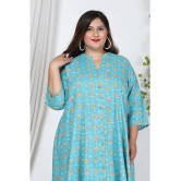 Swasti Cotton Blend Printed A-line Womens Kurti - Blue ( Pack of 1 ) - None