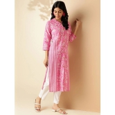 Vbuyz Cotton Printed Front Slit Womens Kurti - Pink ( Pack of 1 ) - None